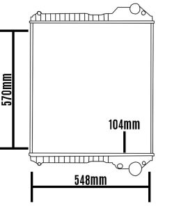 RADIADOR D'ÁGUA COMPLETO 570x548x104 CASE 580N 580M LB90 LB110 B90B 731164343 87576643